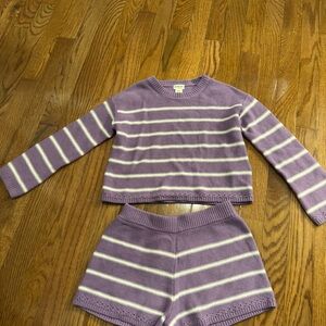 Crewcuts Lavender and Cream Striped Set